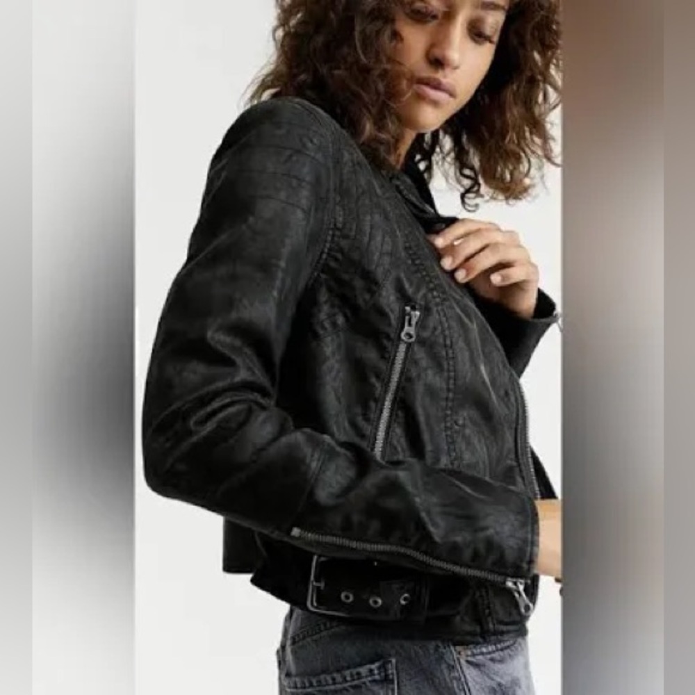 Free People We the Free Heartbreaker Faux Moto Leather Jacket Size XL - Picture 2 of 9